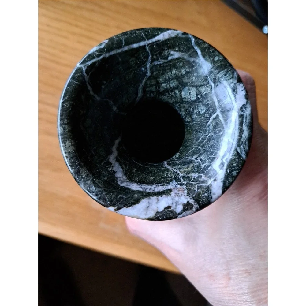 Hand-carved Zebra Marble Vase Dark Green Heavy Natural Stone Made In Pakistan 5